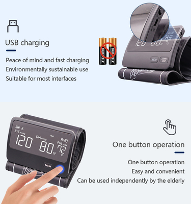 IP21 เครื่องวัดความดันโลหิตแบบอิเล็กทรอนิกส์ที่บ้าน 2 * 60 บันทึกสไตล์แขน